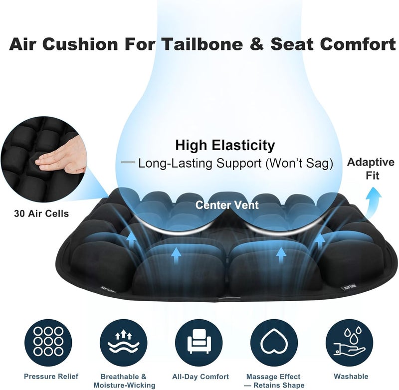 Kaflin Inflatable Seat Cushion - Airplane Seat Cushion for Long Flights, Breathable and Comfortable for Plane, Car & Office - Image 2